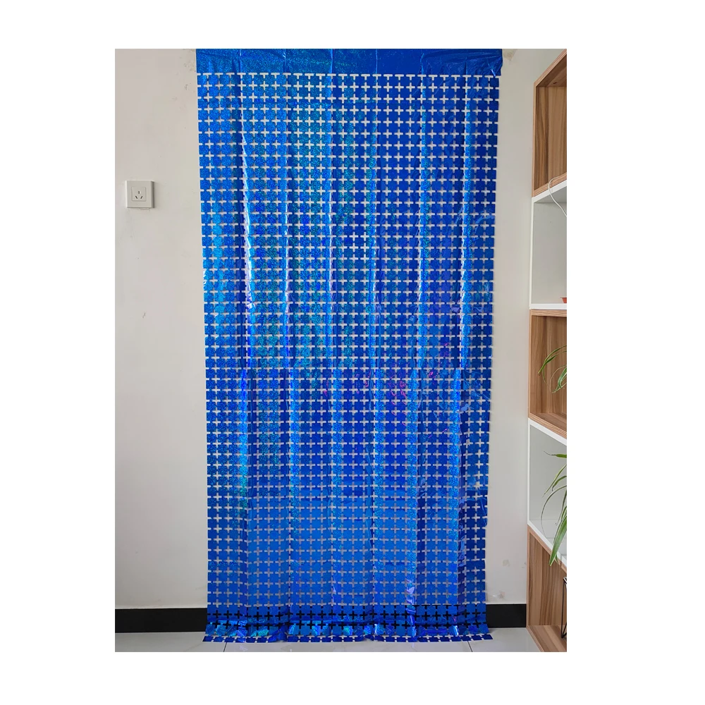 Good quality laser small square curtain foil block from China factory for happy birthday party wedding decoration