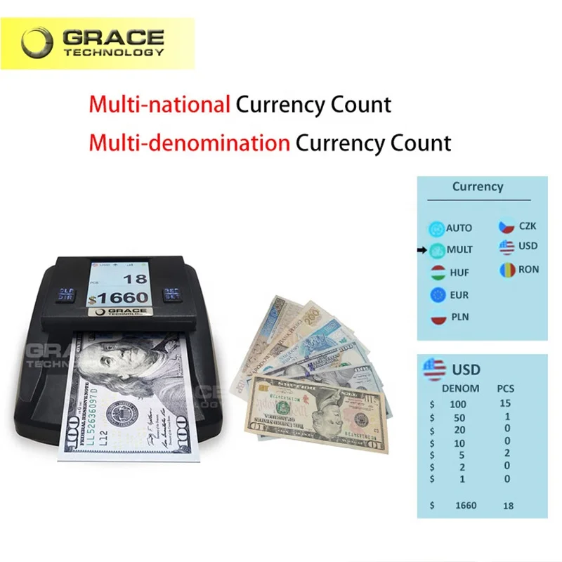 IR UV MG WM Money Detector Verify Authenticity of Banknotes Securities Documents Fake Money Detecting Machine