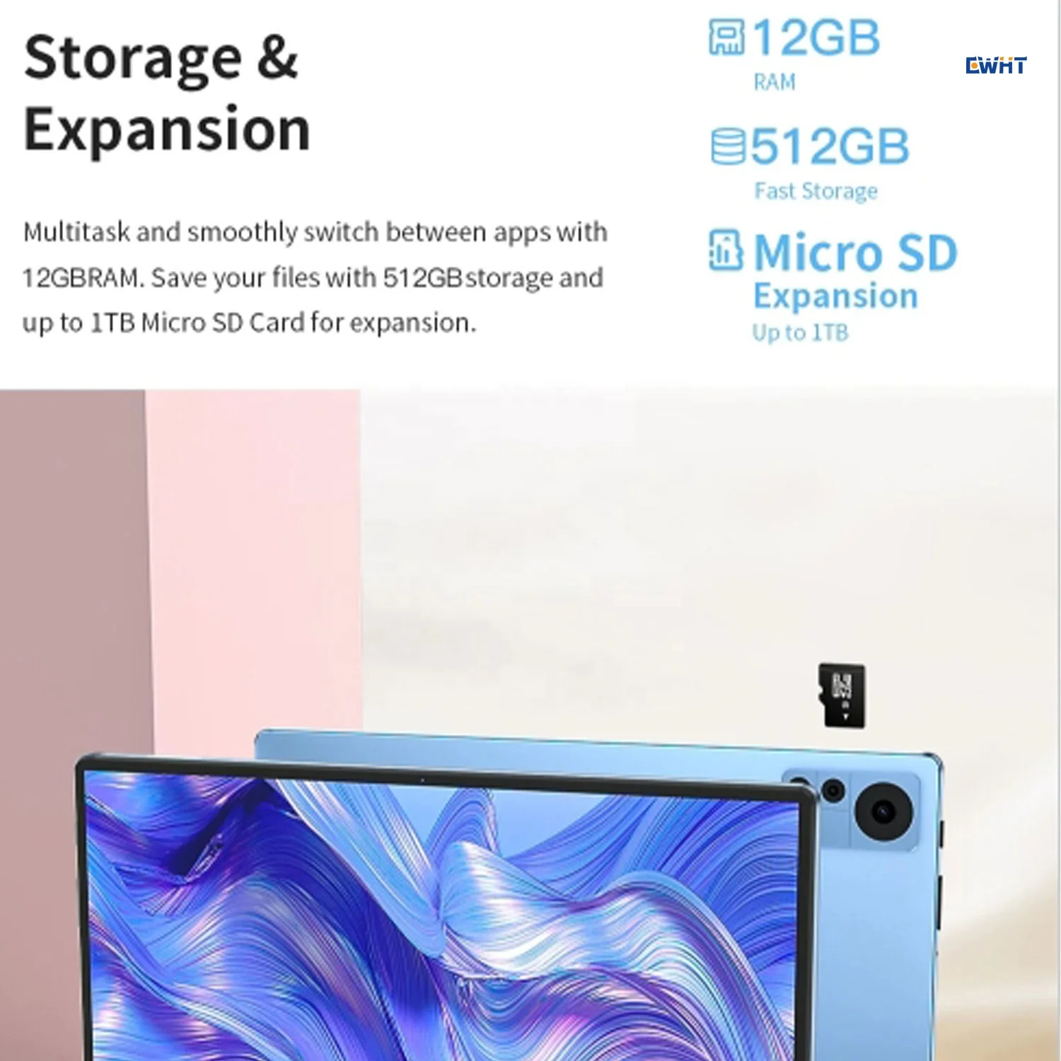 EXW 10.1 Inch Android 14 Tablet PC Hot Selling with 12GB 128GB Storage 2.0GHz CPU Keyboard Mouse Passive Pen Leather Case