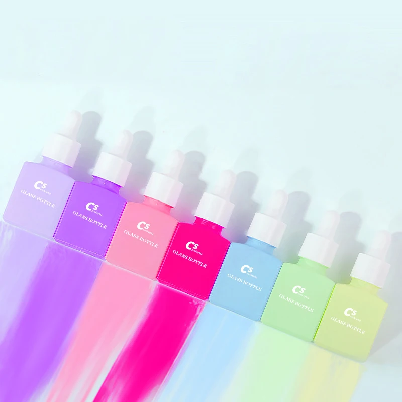 Custom Luxury 5ml 10ml 15ml 20ml 30ml 50ml 60ml 100ml 120ml Colorful Frosted Glass Dropper Bottle Customize Serum Bottle