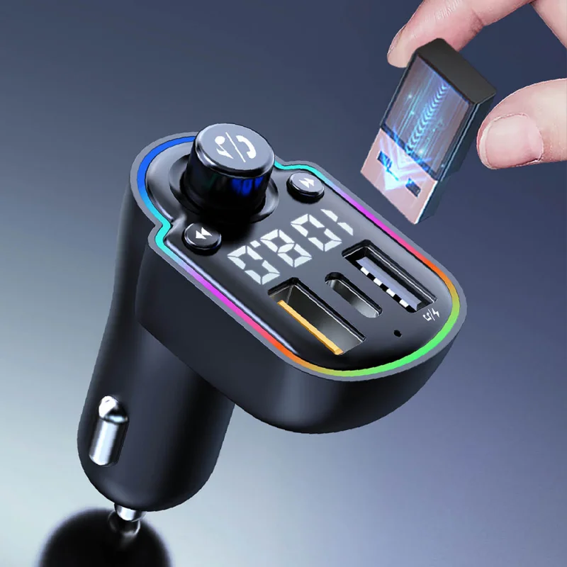 Dual USB Port Car Charger with PD Fast Charge BT5.0 Bluetooth MP3 Player Wireless FM Receiver/Transmitter Bluetooth Car Kit