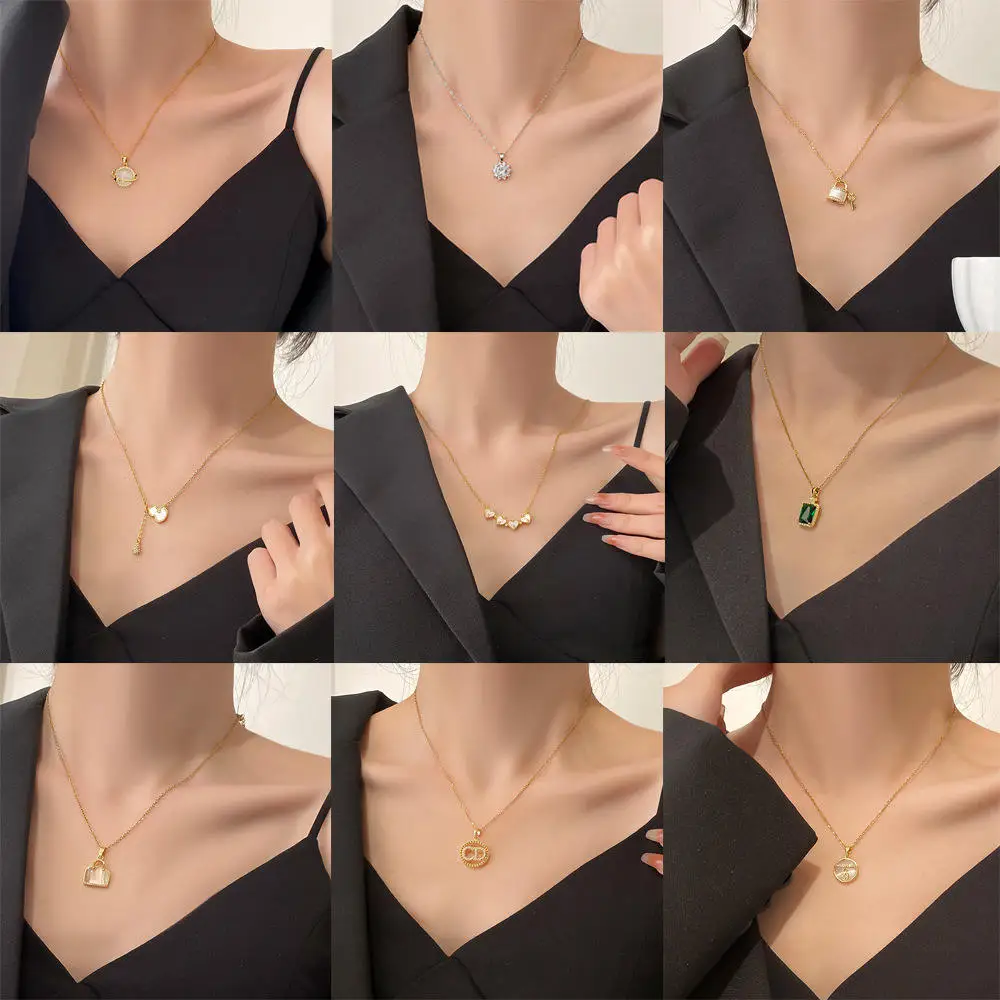 Multiple style Stainless Steel Jewelry 18K Necklace Clavicular Chain Thickened Electroplating  Accessories