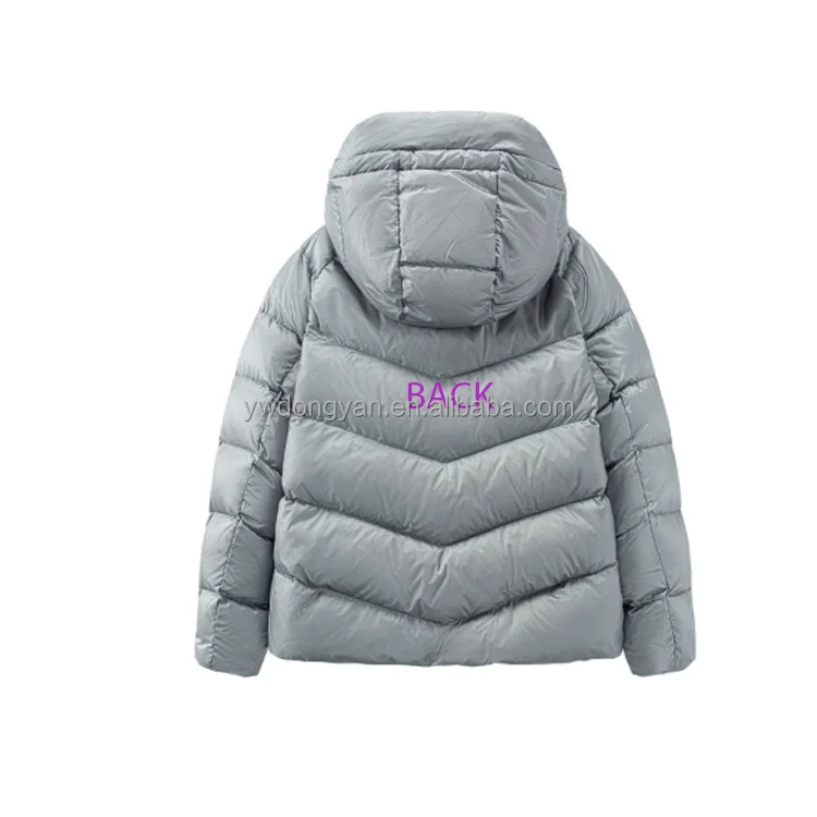 OEM/ODM Winter Goose down Clothing for Women Thick Warm with Detachable Zipper Hat Reversible Breathable Washed Techniques