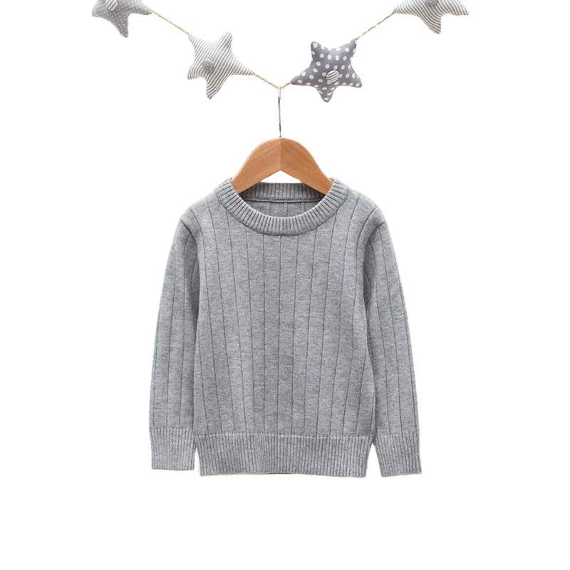 Sweater Kids Round Neck Children Sweaters Pullover Newest Style Knitwear 100%Cotton Rib Stitch Apparel in kids