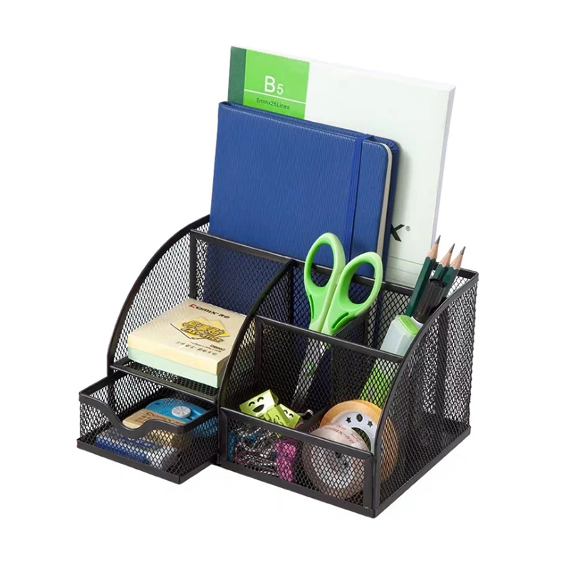 
Metal Multi-function Office Combination Pen Holder Large Capacity 7 Grid Desk Organizer 