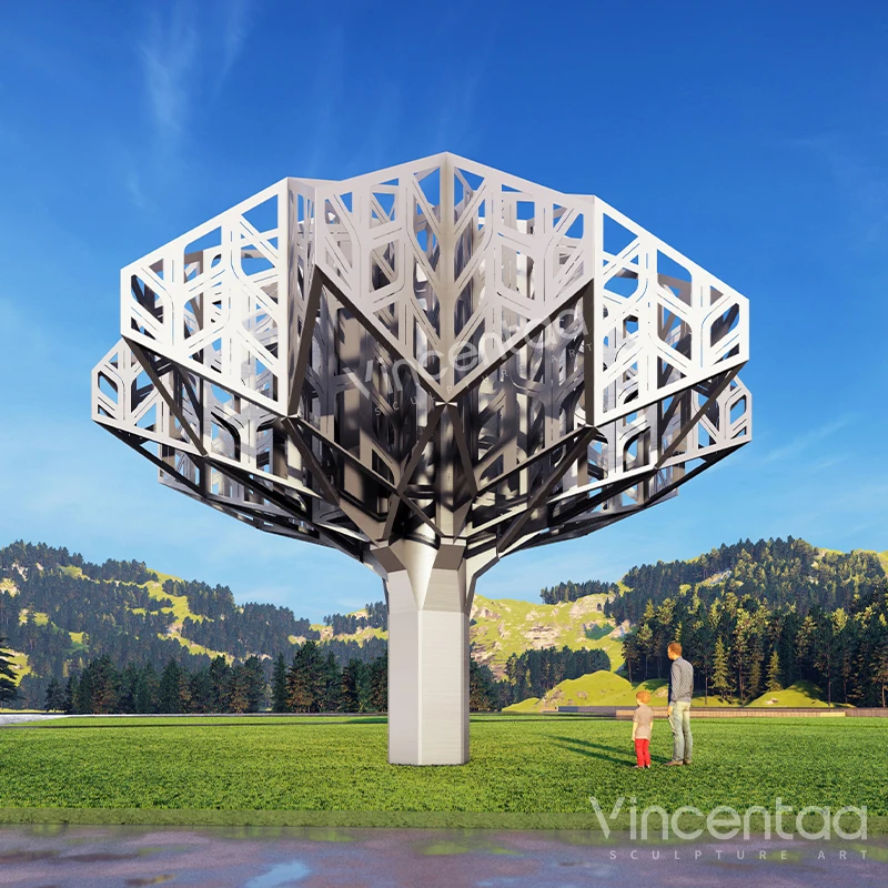 Vincentaa новый дизайн большой наружный сад с полыми деревьями вырезанные листья Искусство Скульптура