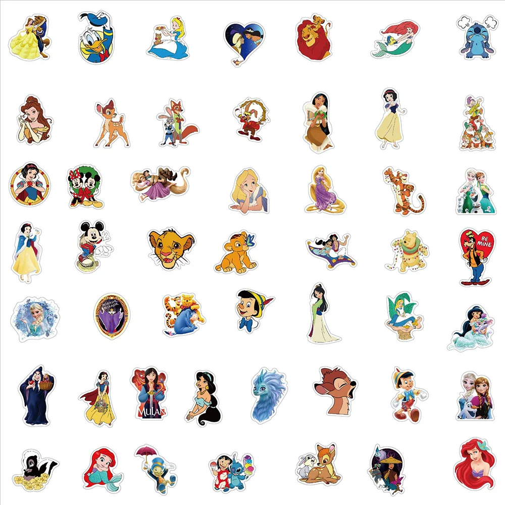 Waterproof Reusable Label Stickers Cartoon Collection Princess Stitch Elsa Stickers Decoration Bottles Luggage DIY Toys For Kids