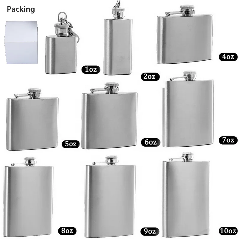 Hot selling 2 4 6 8oz  Whisky Wine Pot Bottle Portable Pocket Box Set Outdoor Stainless Steel Hip Flasks