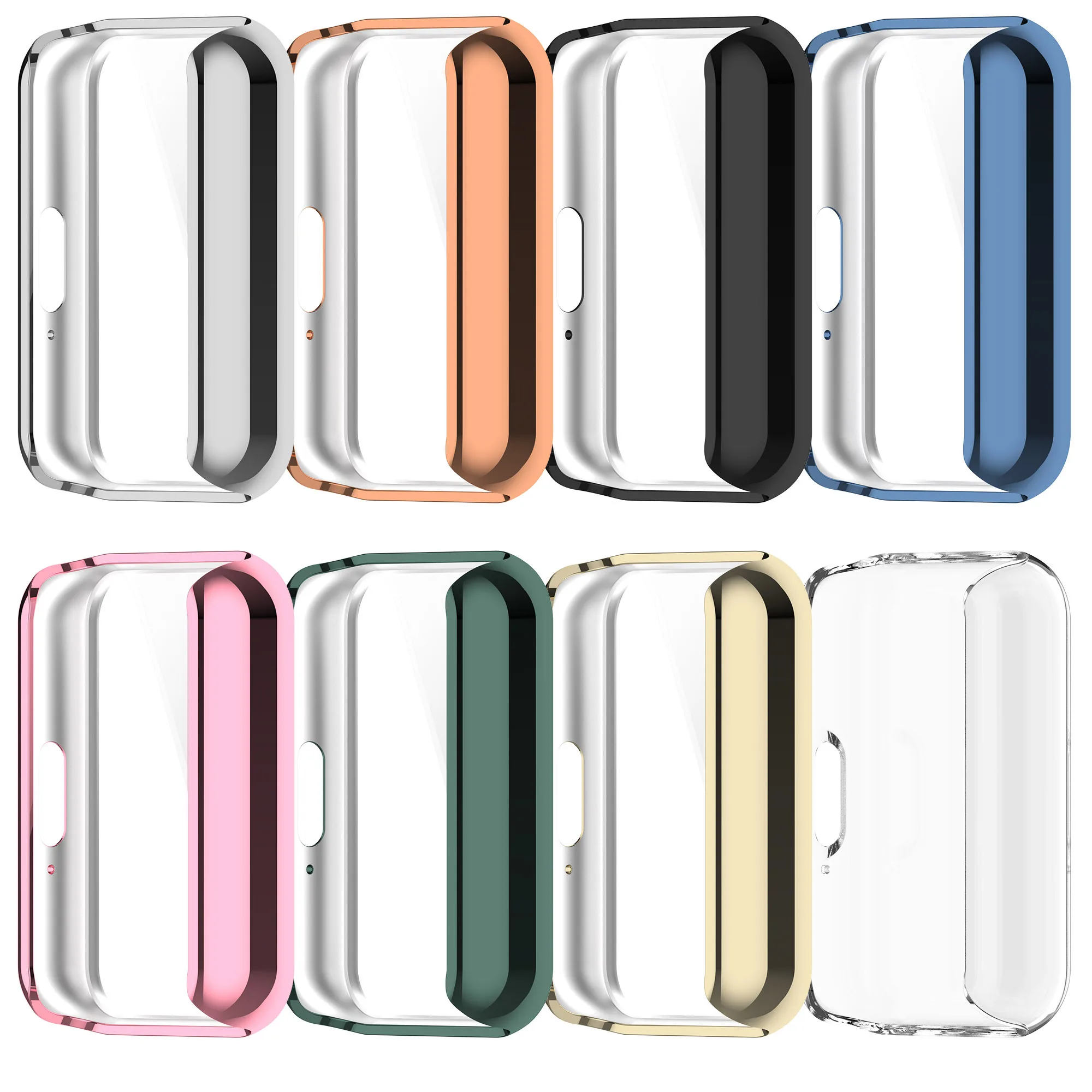 Tschick Plating Case for Samsung Galaxy Fit 3 Smart Watch Strap Full Coverage Bumper TPU Cover Accessories Screen Protector