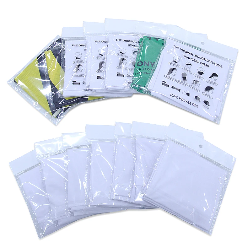 2021 Directly Factory Wholesale Price Ice Silk  Fabric Tubular Blank White Colorful Seamless Neck Bandana for Custom Design