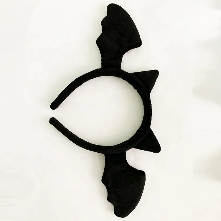 New Popular design Plush Black Bat ear fur headband for christmas party