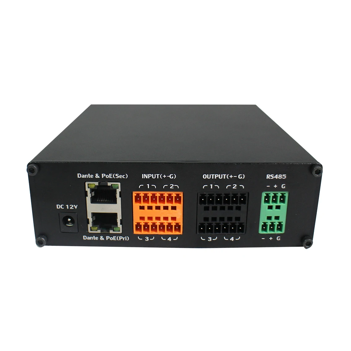 DSP integrated 5 band PEQ 4x4 output I/O interface Dante Audio system with Limiter compressor