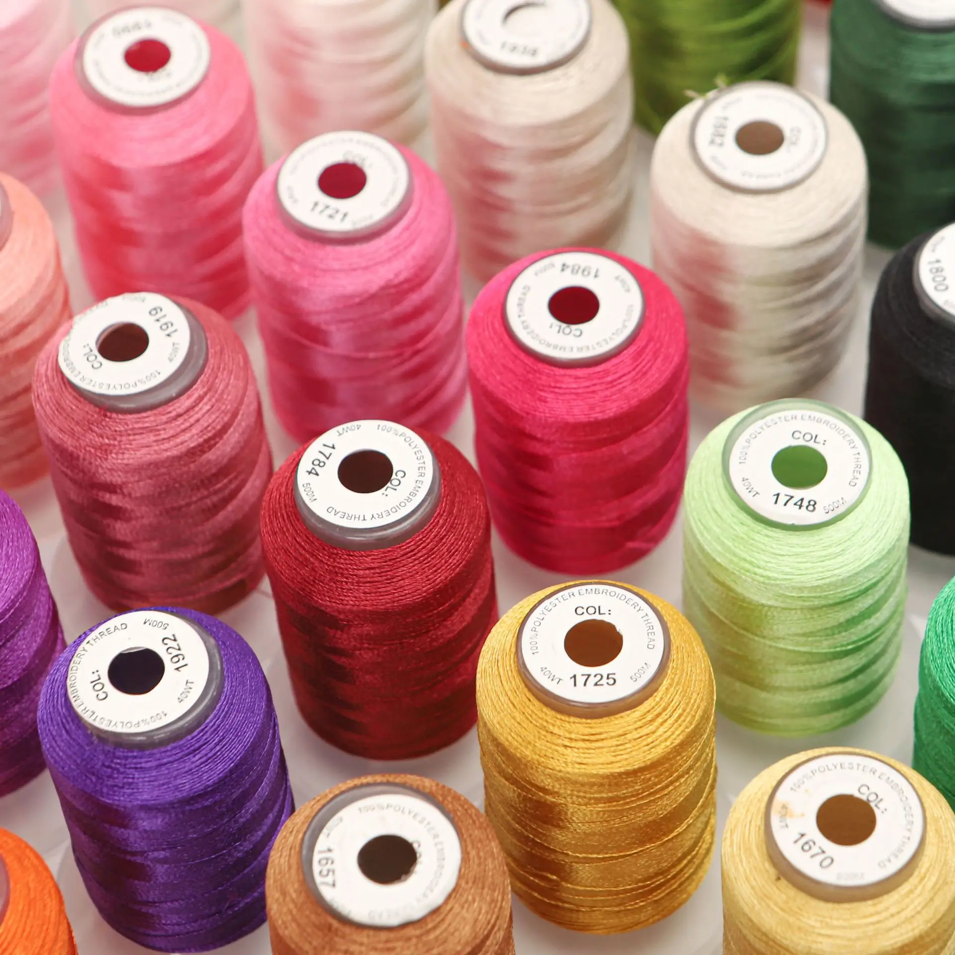 120D 80 colors embroidery thread set 500m high strength polyester embroidery thread for embroidery machine