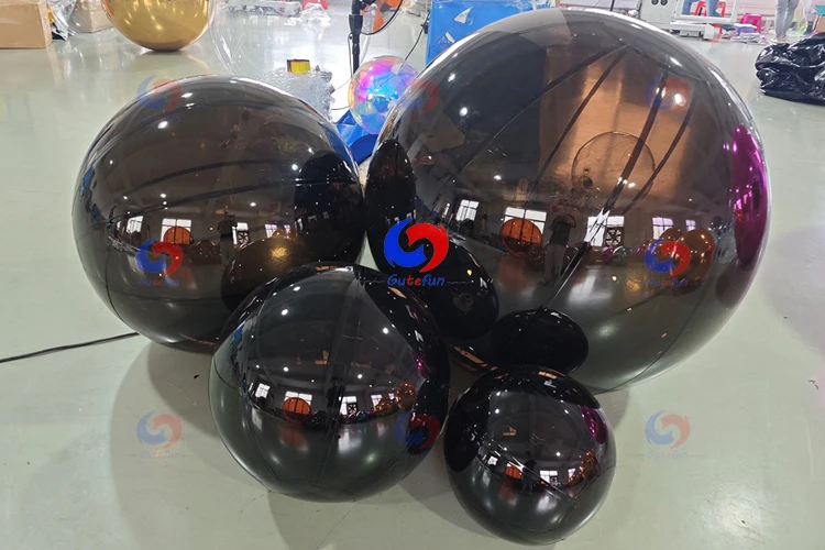Disco Giant Hanging Clear Black Inflatable Mirror Ball Big Shiny Sphere for Large Events Party Wedding Stage Decoration