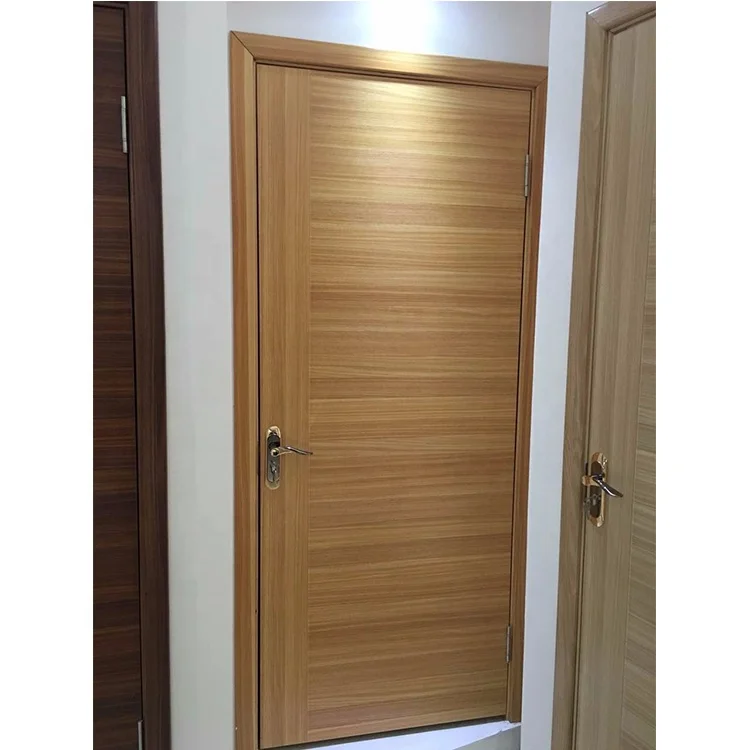 Simple Plain Batten Wood Interior Door Design Plain Veneer Wooden Imported Solid Wood Doors
