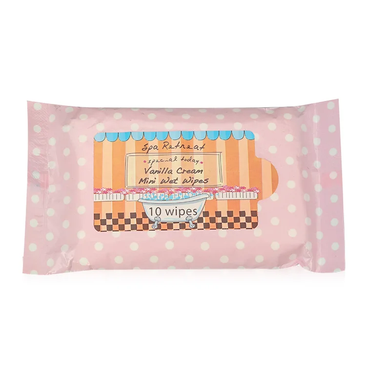 vanilla cream 10pcs cleaning mini wet wipes spa wet tissue