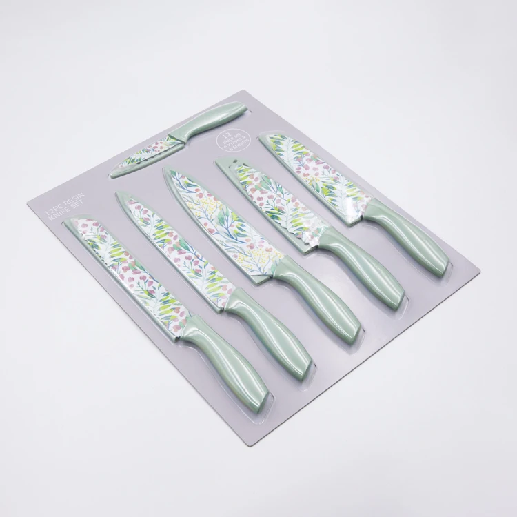New Season Flower Pattern 6 inch Nonstick Coating Stainless Steel Sandwich Knife Knife with PP Handle Cheese Knife