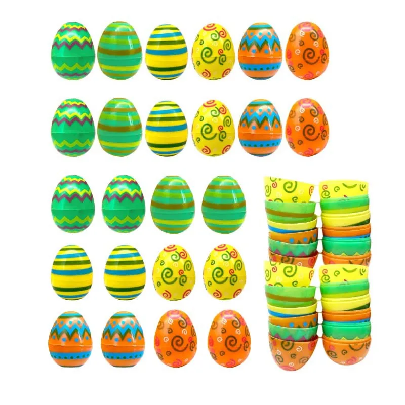Easter Eggs Plastic Printed Fillable Easter Egg Party Favor Hunt Game Basket Stuffers Fillers Assorted Colors