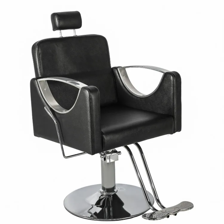 Salon Furniture Black Barber Chair  Hydraulic Reclining Styling Chair