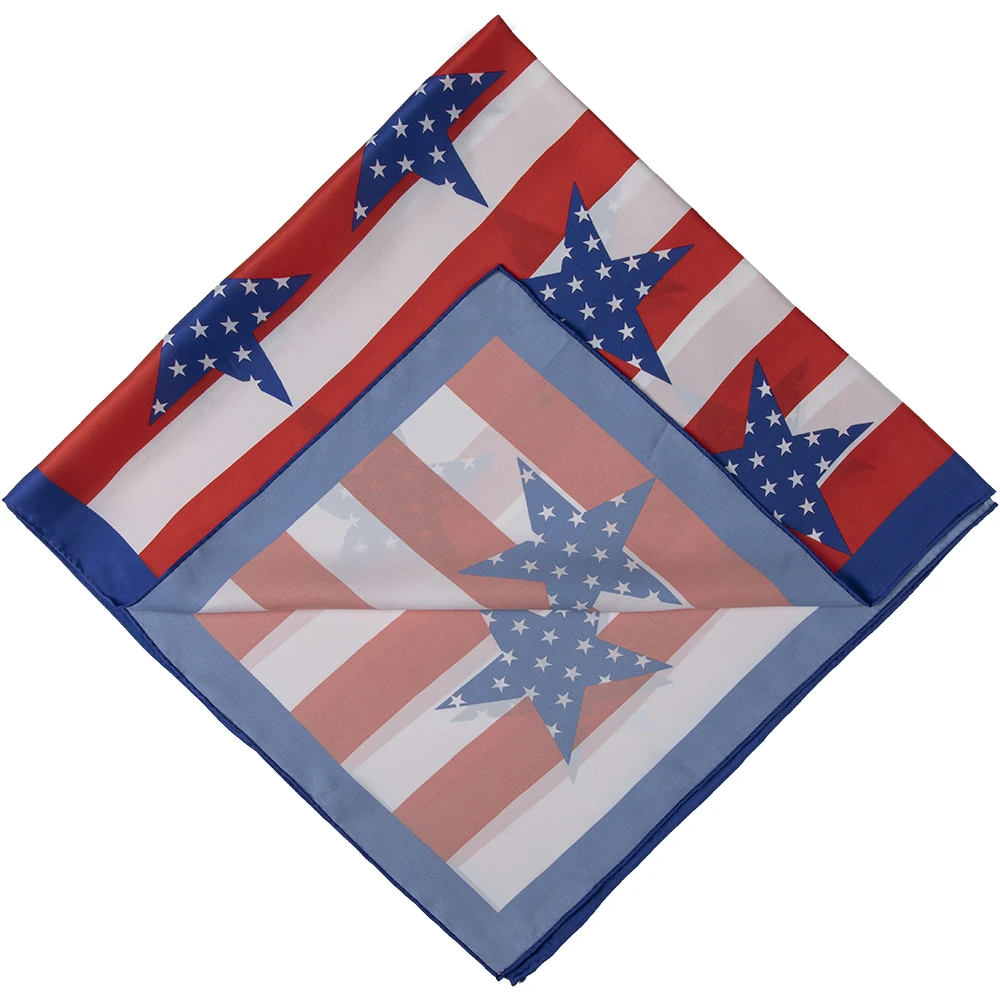 Liberty Patriotic Red White Blue America Silky Scarf   4th Of July Scarf  USA American Country Flag style Stripe&Stars  Scarf