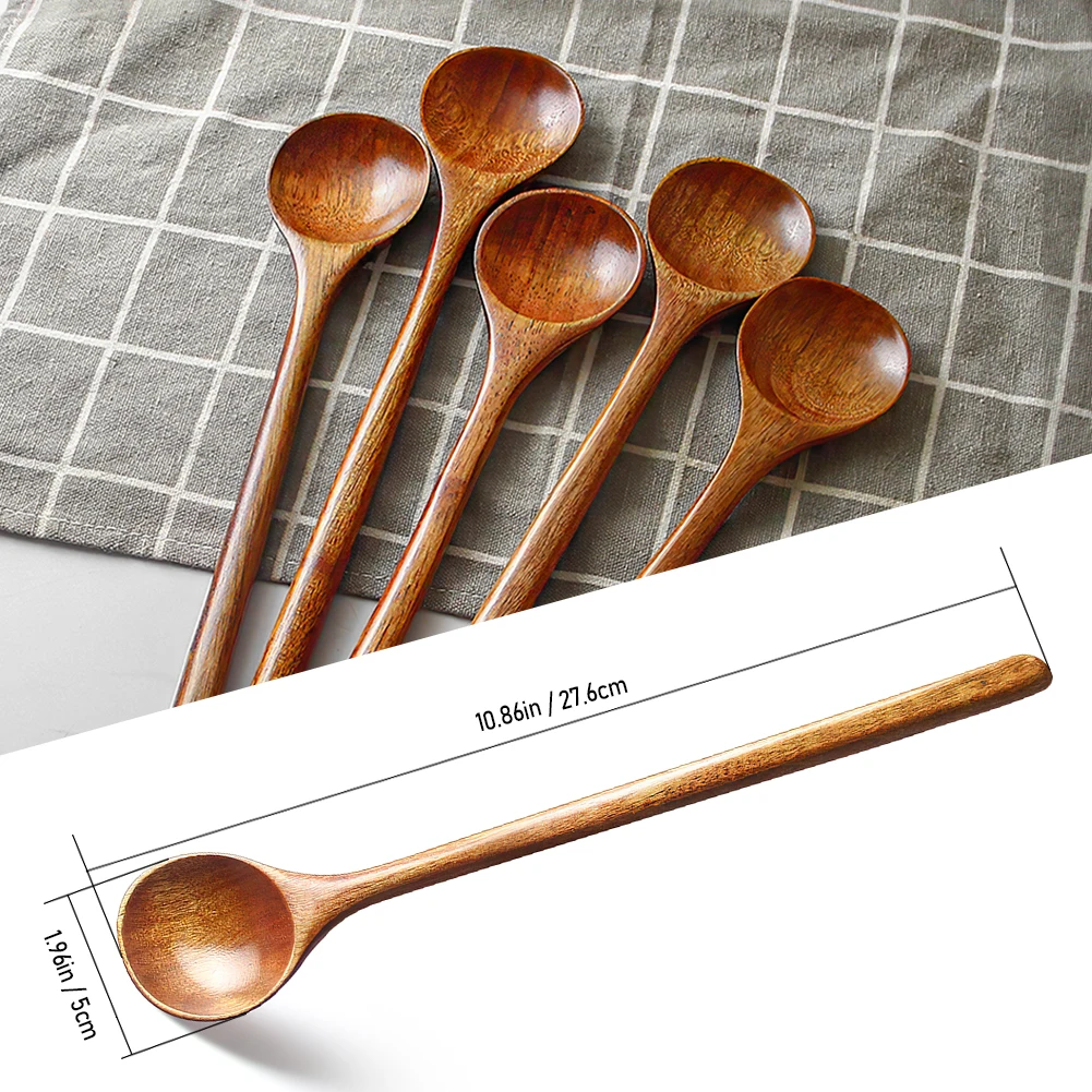 Custom Wooden Bar Spoon for Honey and Cocktail Long Handle Slot Spoon for Fruit Can