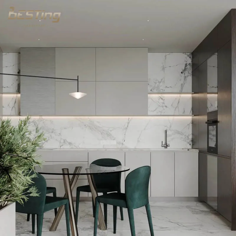 European-Style Wooden Kitchen Cabinets - Wall Cabinet, Floor Cabinet, Full Design, Easy to Assemble