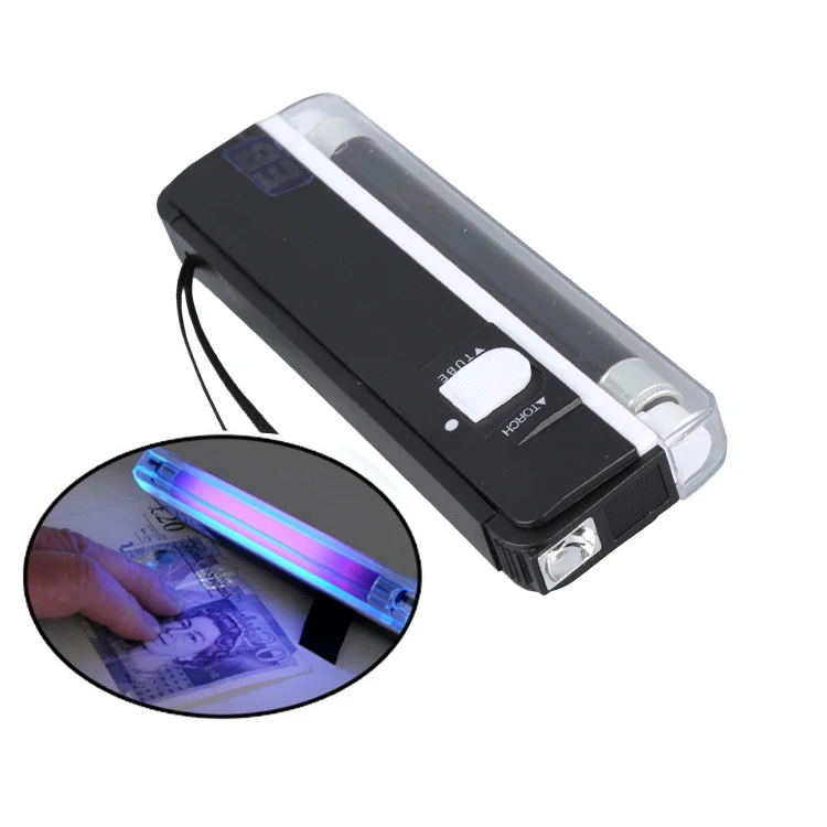 DC-01-3 Portable 2-in-1 Mini UV Lamp Money Detector Handheld Euro Banknote & Cash Bill Checker Features Light