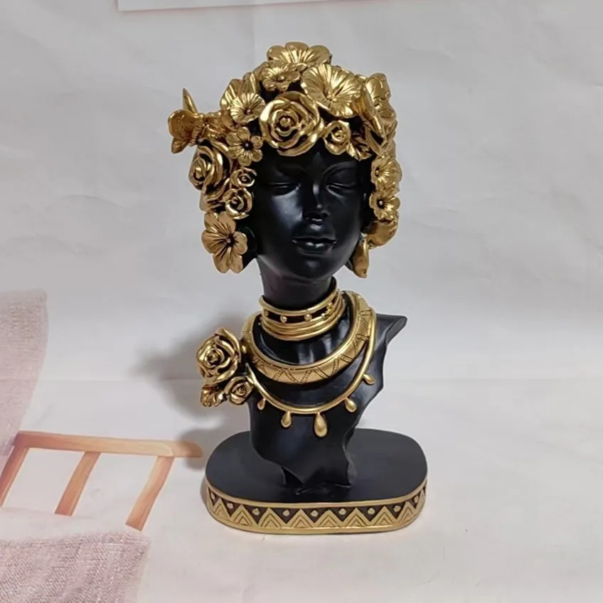 Custom Resin Art Statue Black People Sculpture Home Decoration African Women