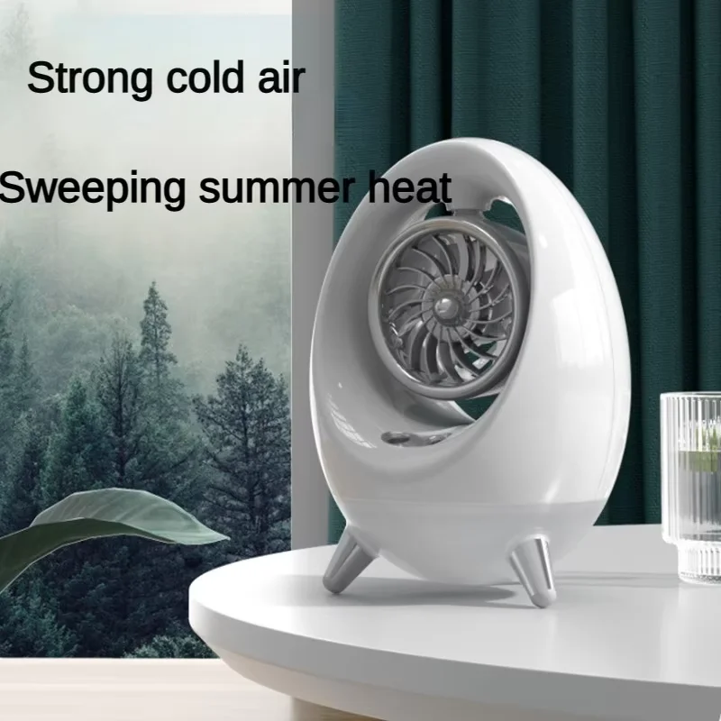 Mini Water-cooled Air Conditioner Fan Home Outdoor Portable Small Chiller Usb Charging Double Spray Fan