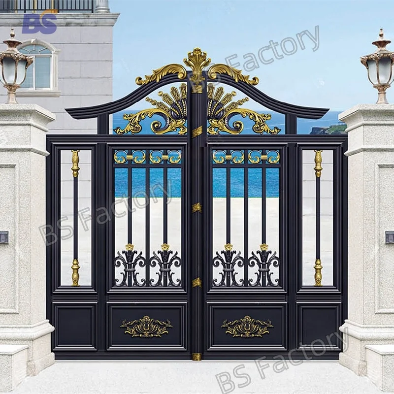 Courtyard carved hollowed-out aluminum art gate push pull European alloy villa translation sliding door