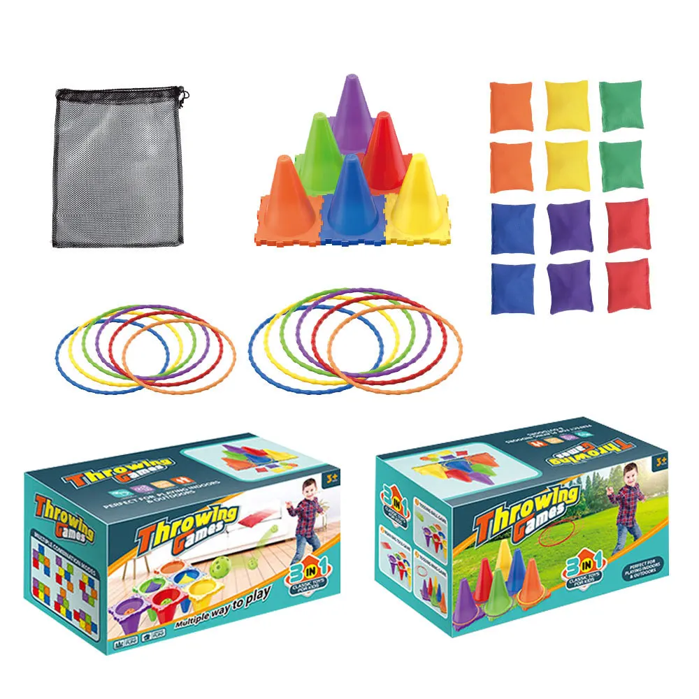 kid physical activity Throwing Game Toy Outdoor Plastic Cones 3in1 Bean Bag ring toss Children  Interactive indoor Sports Toys