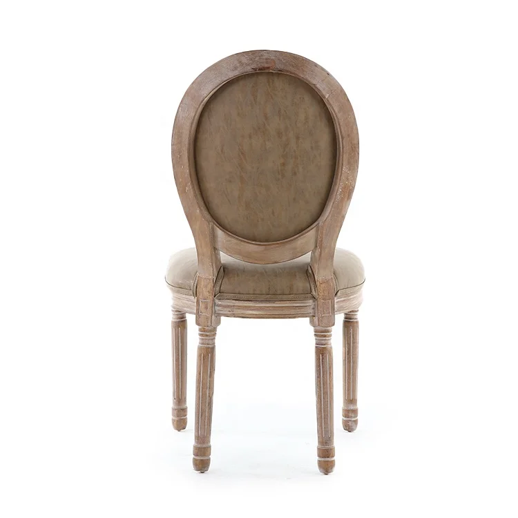 Tufted Design Elegant Luxury Sand Pu Leather Wood French Dining Chair