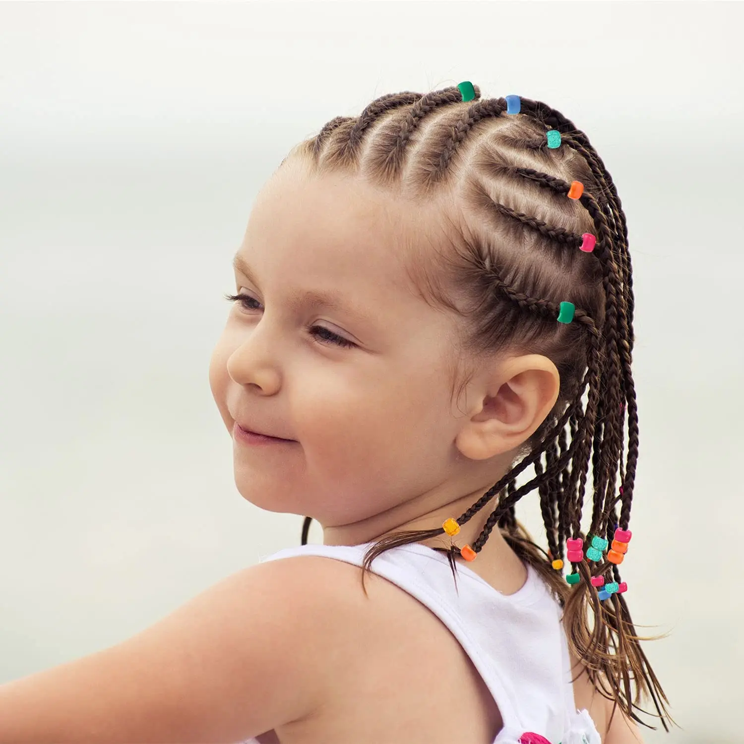 Custom Mixed Colors Acrylic Kids Hair Beads Accessories for braids , 24 Colors Rainbow Pony Hair Beads for Kids