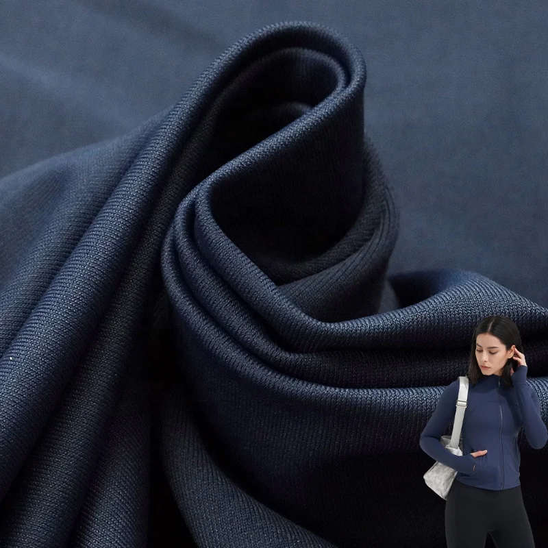 Wholesale of 75% polyester 25% spandex stretch fabric, 50D polyester imitation cotton warp knitted yoga, sportswear fabric