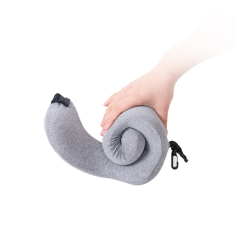 Bewalker Memory Foam U-shaped roll-up portable Travel support Custom Camping Neck Pillow Travel Kit Airplane Pillow