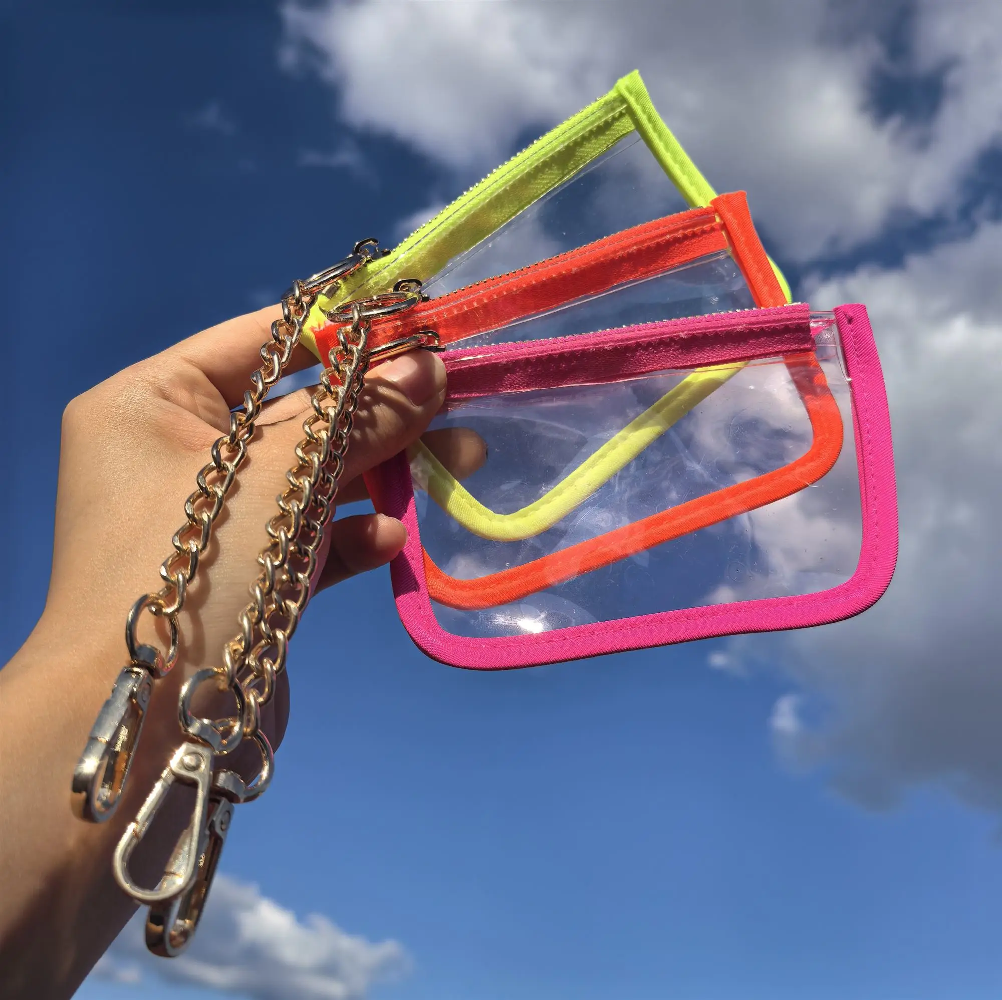 Keymay Popular Promotional Gifts Candy Color High Quality Waterproof Transparent Girls Clear Coin Purses Mini Wallet Keychain