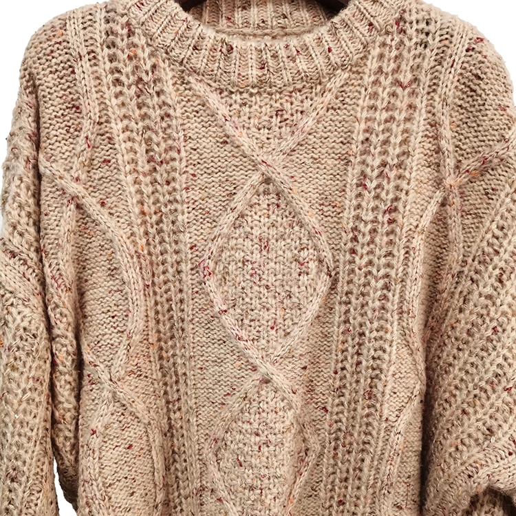 Шерстяной пуловер с круглым вырезом и длинными рукавами на осень и зиму