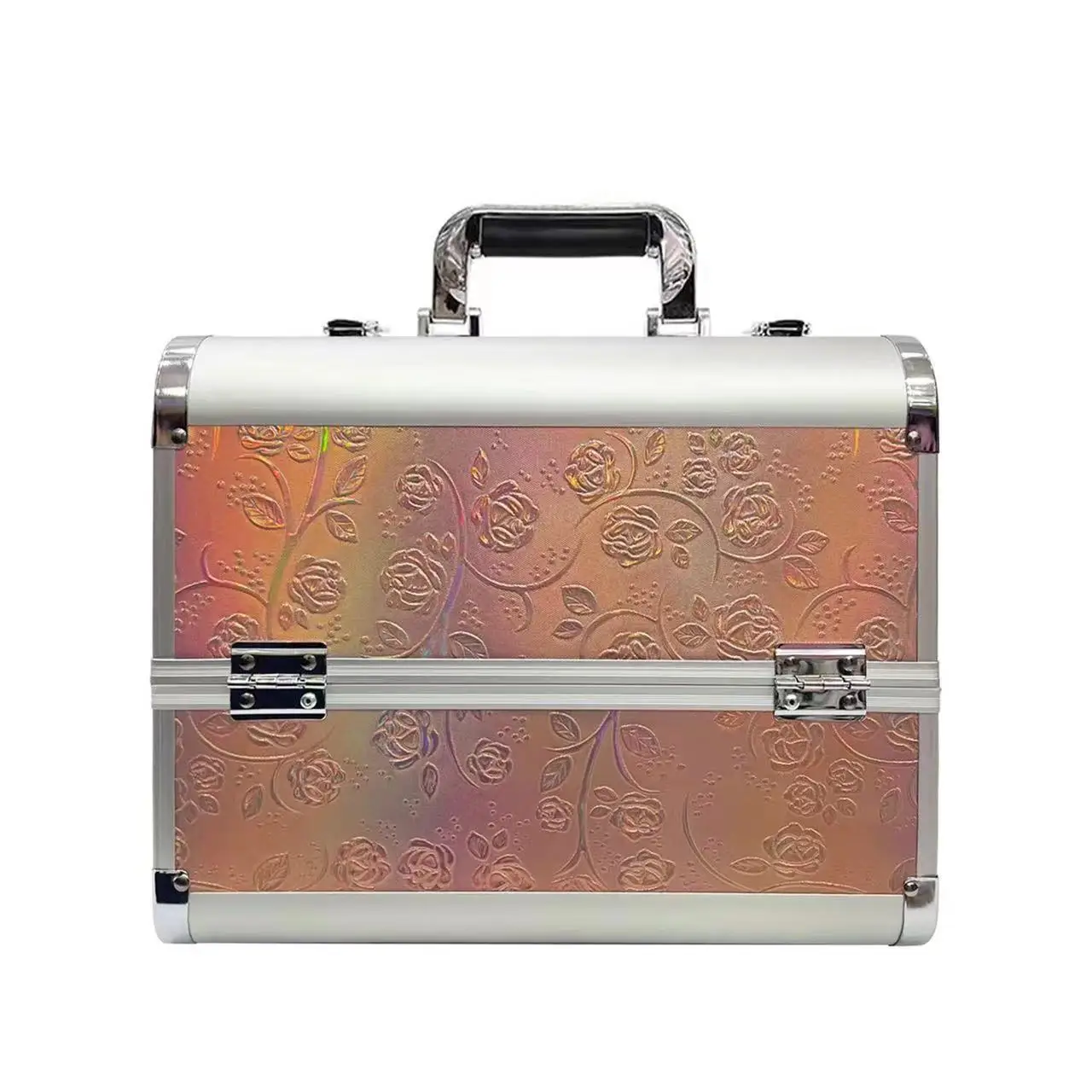 new Professional Portable Aluminum Make up Storage Box travel cosmetic Suitcases make up storage box beauty case briefcases