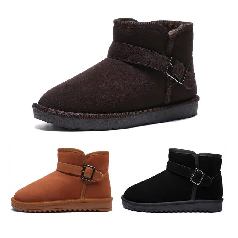 5848 Winter Warm Plush Thick Leather Short Boots Martin Boots Thick Plush Snow Boots Waterproof For Men