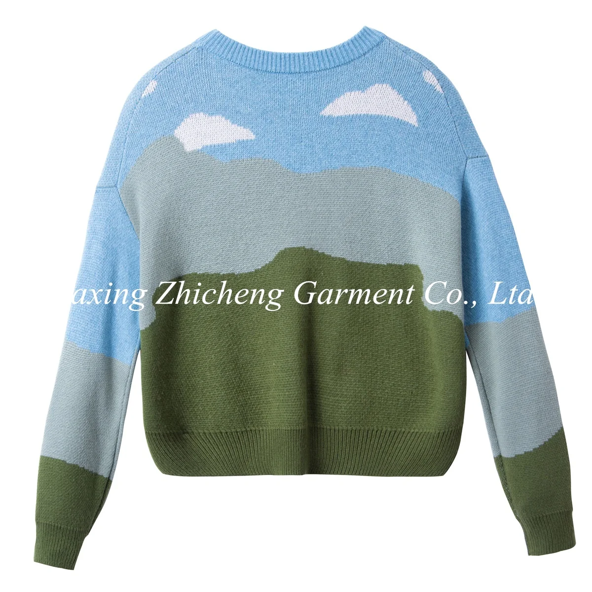 wholesale women embroidered cow sheep animal knitwear pullover knitted top ladies cloud jumper custom logo embroidery sweater