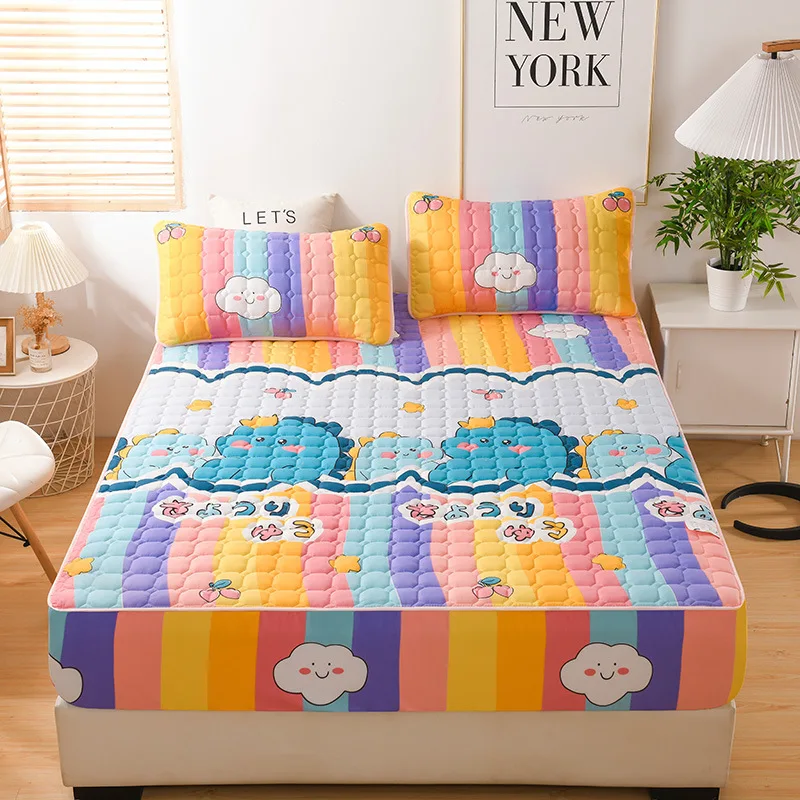 Wholesale 2021 Multiple design styles  Sanding Quilted Hemming  bed sheet mattress cover set