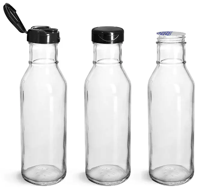 clear glass woozy bottle 250ml with white ribbed PE lined caps