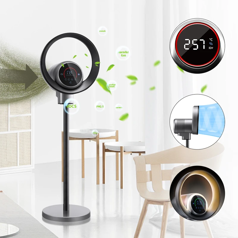 Intelligent Tuya Control Smart Air Cooler Circulation Tower Fan Hepa Filter Bladeless Air Purifier Fan With Air Purifier