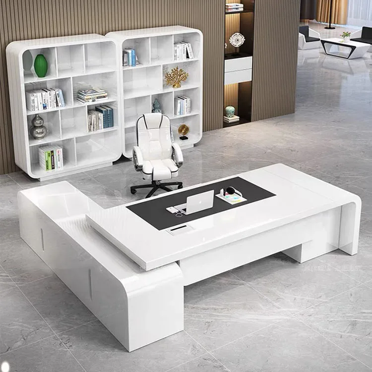 Wholesale Home Use Modern Design Beautiful Shape Durable Executive Manager Office Desk White Boss Writing Table