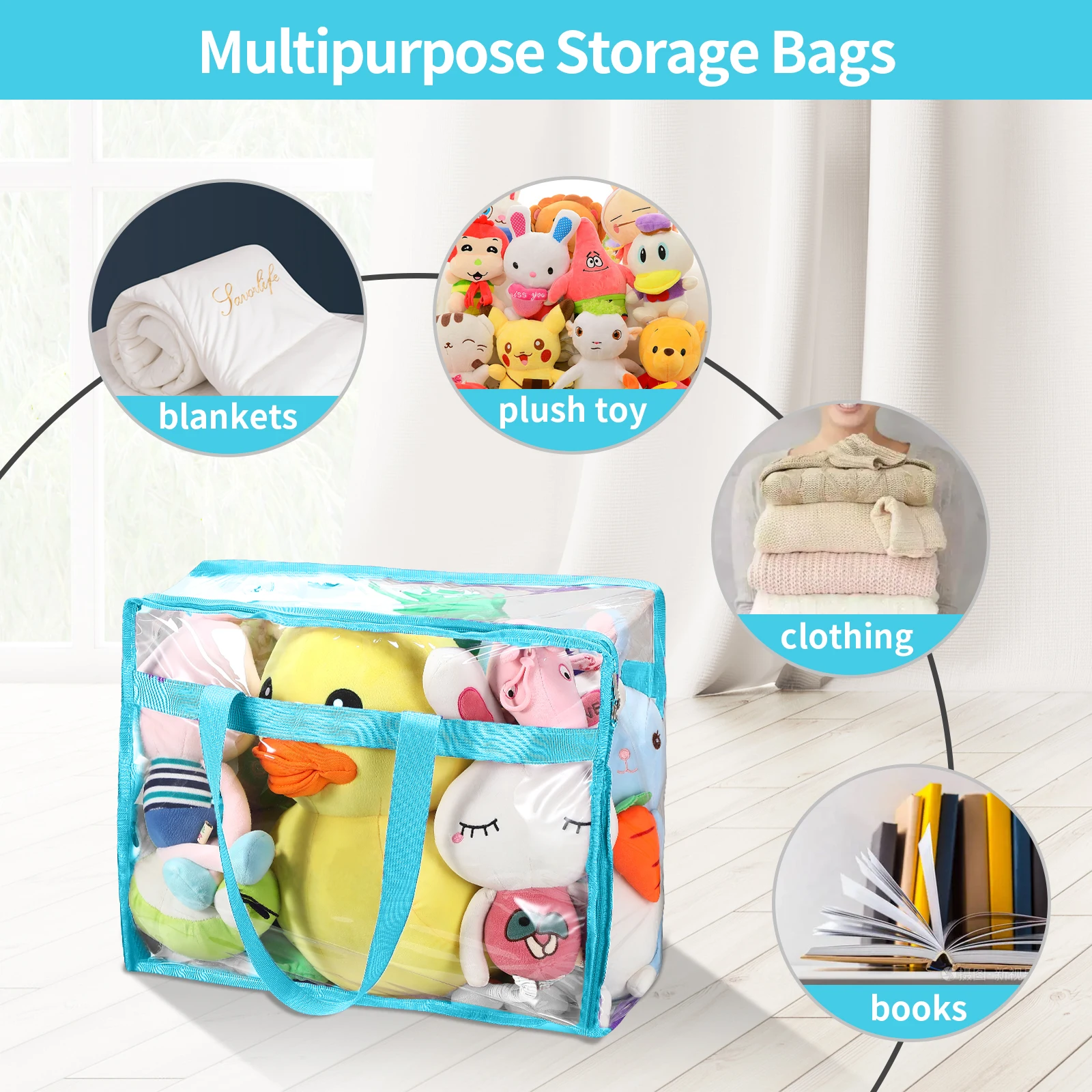 Vinyl Storage Bags for Sheet, Thin Blanket, Sofa Pillow, Clothes