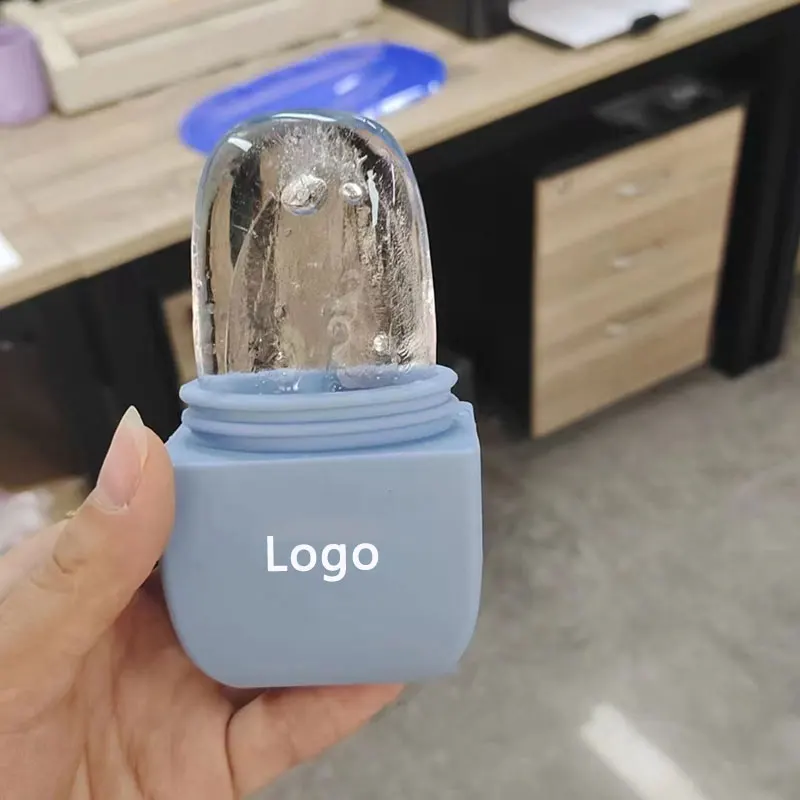 Custom Logo Silicone Beauty Ice Mold Facial Rollers Cube Ice Roller Massager for Face Neck Skin Care Tools Reusable Ice Roller