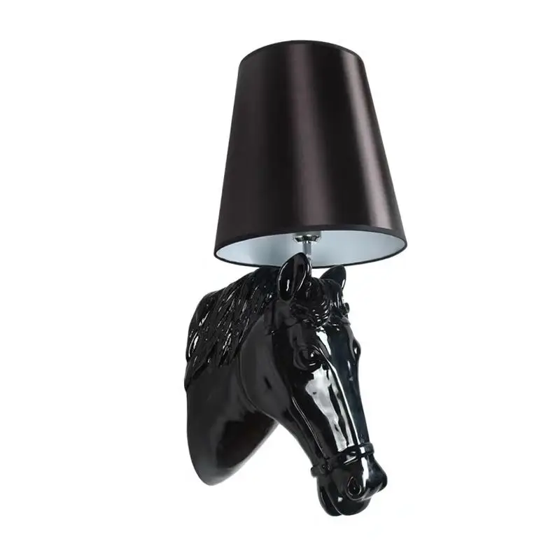 Modern creative design resin horse head wall lamp art wall light Hotel aisle lamp corridor wall lamp