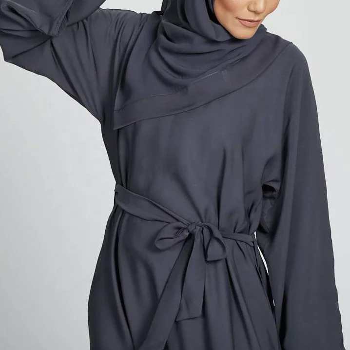 
Factory custom soild color sashes turkish hijab muslim dress abaya wholesale std1026 