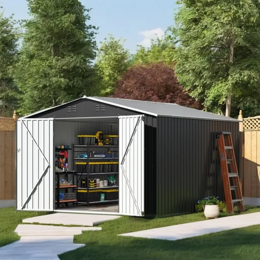 Big Metal Garden Warehouse Shed Yard Tools Storage Easy Assembly Steel Frame for Patio Space Storage Shed
