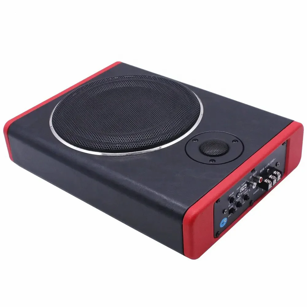 RMS 100W Factory OEM 10 Inch Underseat Subwoofer for Audi & Honda Dual Coil DC 12V Wood & Carbon Material Car Speaker